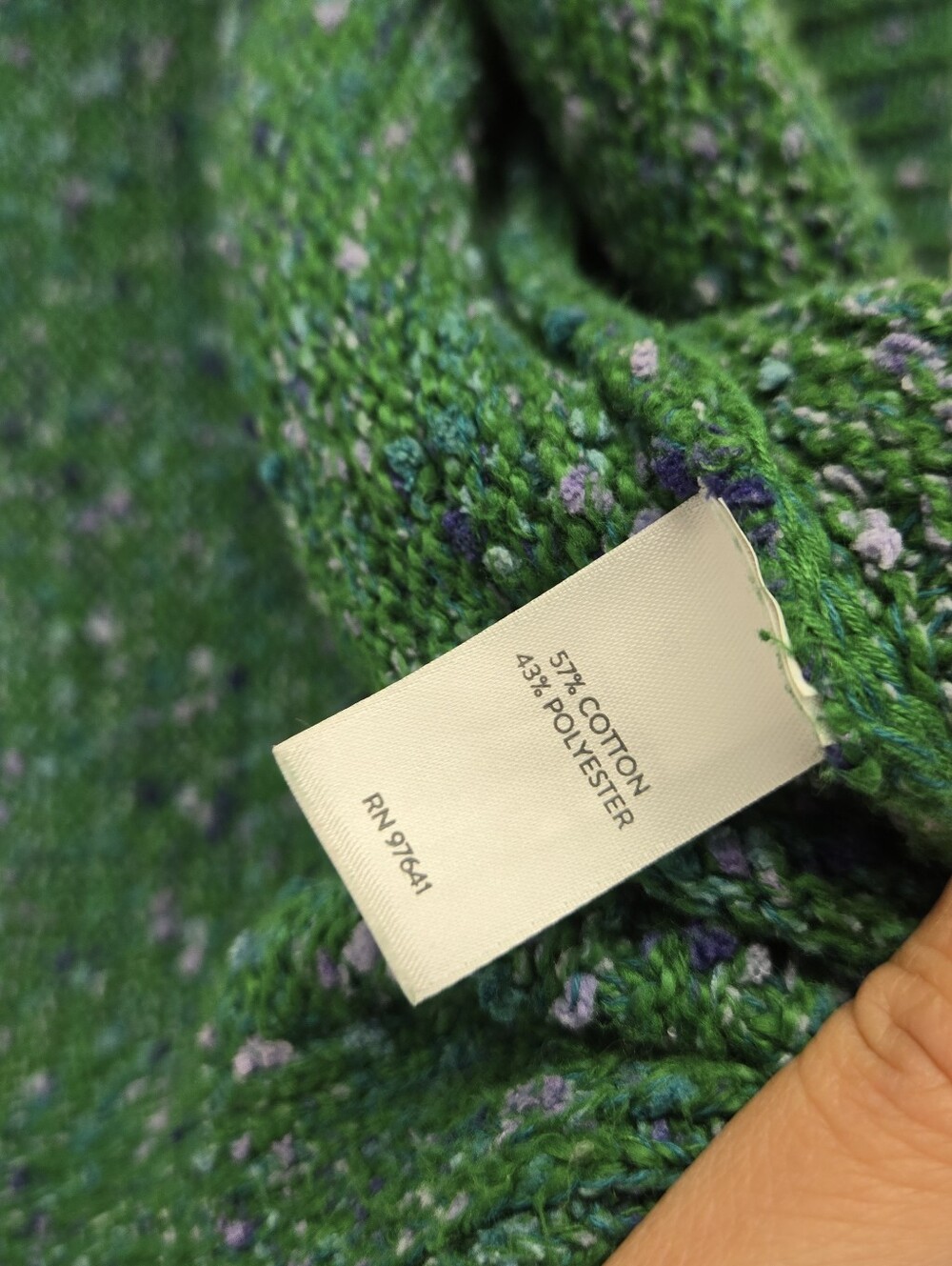 J. Jill Open Front Cardigan Sweater Green Confetti Tweed Textured Ribbed Long Sm - Picture 6 of 10